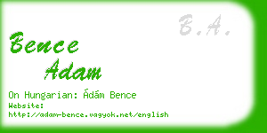 bence adam business card