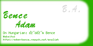 bence adam business card